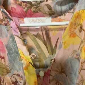 Olivaceous Floral Print Mini Dress-Medium